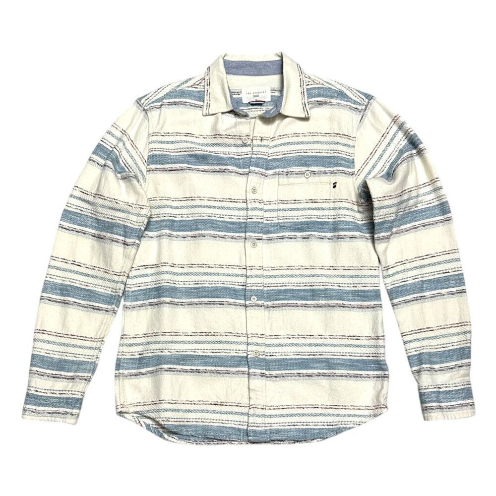 SOL ANGELES Embroidered Luxury Designer Striped Casual Button Shirt Mens Medium